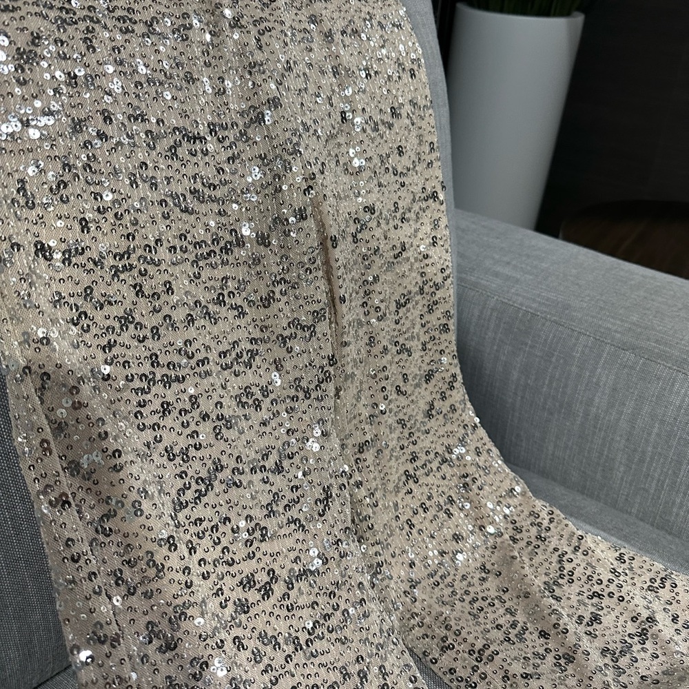 H&M Cream Sequin Wide-Leg Pants